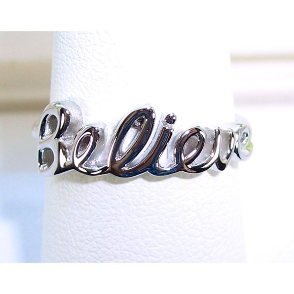 925 STERLING SILVER "Believe" Script Ring Inspirational - Picture 13 of 16